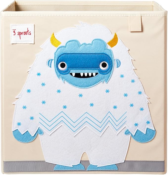 3 Sprouts Toy Storage Organizer: Toy Box Cube Organizer for Playroom, Nursery - Foldable Storage Bin - Yeti