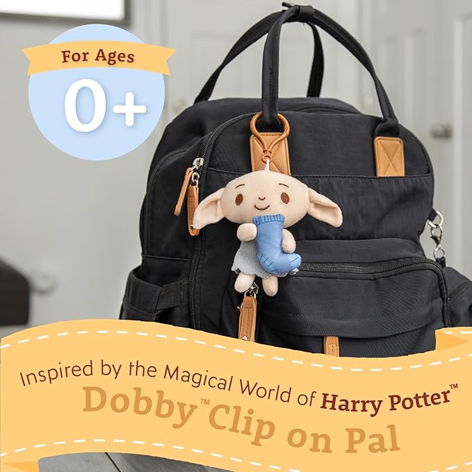 Harry Potter Dobby Plush Clip On Sensory Toys for Toddlers 1-3, Halloween Baby Toys & Learning Toys for Kids, Soft Elf Plushie Baby Halloween Toys