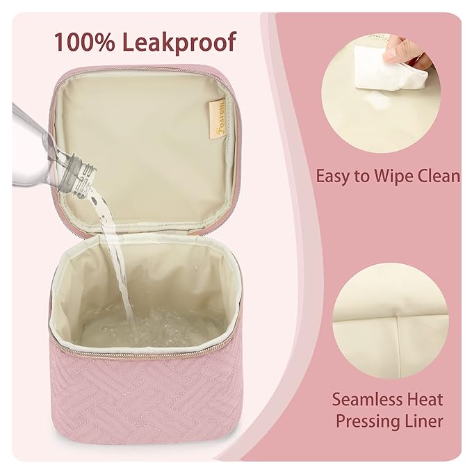 Fasrom Breastmilk Cooler Bag with Ice Pack Fits 4 Baby Bottles up to 5 Ounce, Insulated Baby Bottle Bag for Nursing Moms Daycare or Travel, Easily Attaches to Stroller, Pink (Patent Design)