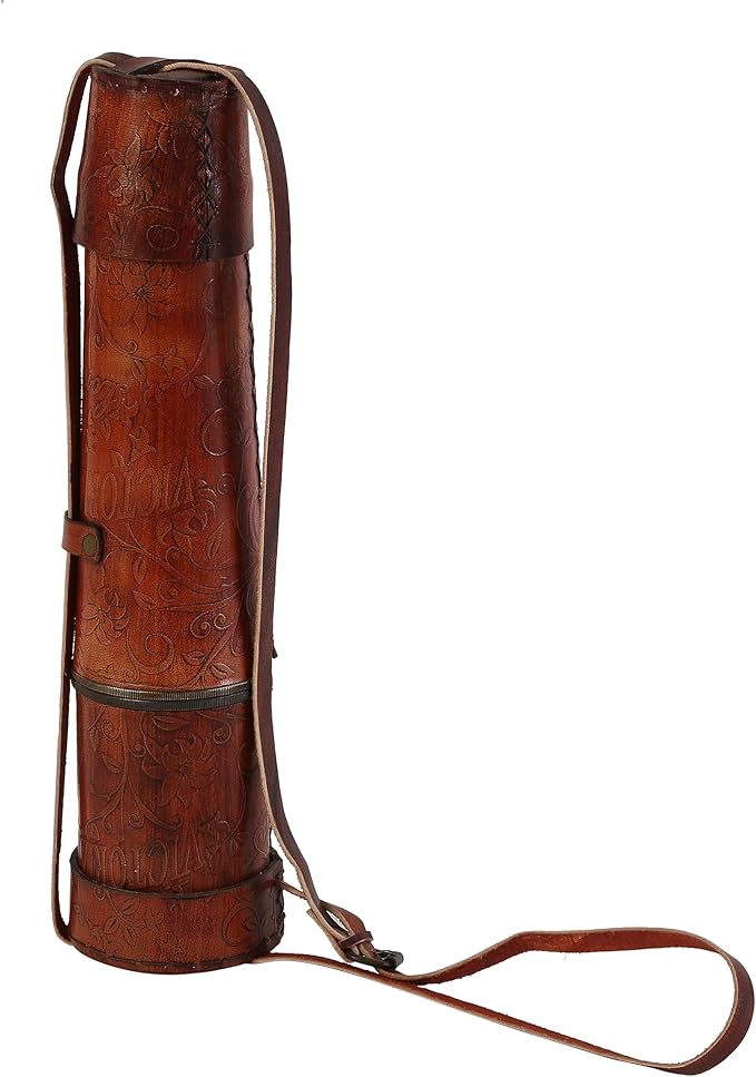 32-Inch Ship Captain Brass Telescope – Handmade Vintage Spyglass with Leather Case – Nautical Maritime Scope for Adults & Kids, Pirate Spy Glass Gift