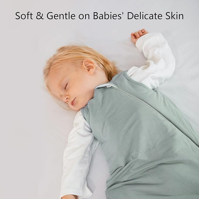 Rayon Made from Bamboo Sleep Sack 0-6 Months 1.0 Tog Ultra Soft Baby Wearable Blanket 0-3 Months Sleeping Sack 3-6 Months for Infant Newborn Babies Unisex Girl Boy 2-Way Zipper Breathable Lightweight