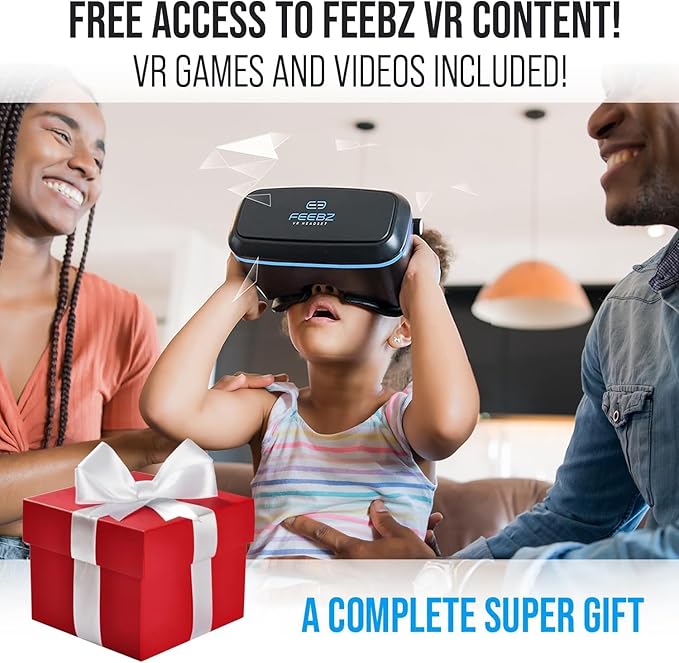 FEEBZ 3D VR Headset for Kids 2.0 + Android Remote - for iPhone & Android Phones | with 3D VR Videos & Apps Links | Virtual Reality Goggles Set for Beginners