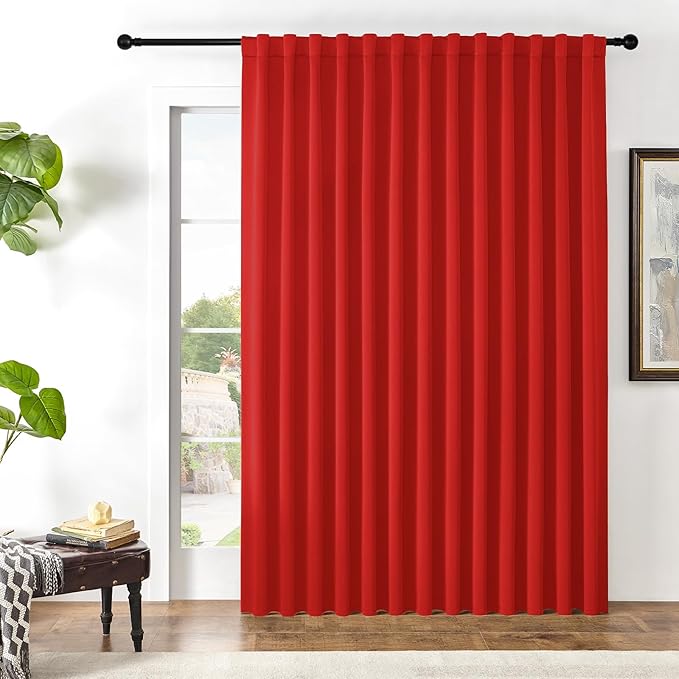 Joydeco Custom Blackout Curtains for Bedroom, 1 Panel Room Darkening Curtains & Drapes for Living Room Window Rod Pocket Back Tab (Custom Size,Red)