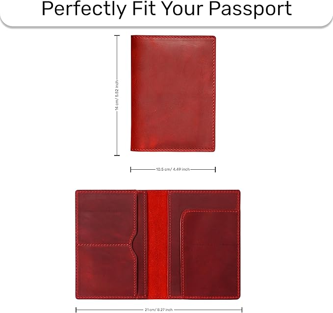 HIFA Leather Passport Holder, Handmade Passport Cover with Card and Ticket Slot - Genuine Leather, Elegant Design, Easy Access - Passport Case, Passport Wallet, Passport Holder