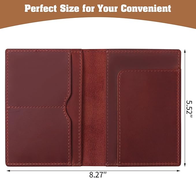 Jack&Chris Leather Passport Holder, Handmade Passport cover, Travel Wallet Cover Case for Men and Women, Leather Travel Documents Organizer Protector, JC107