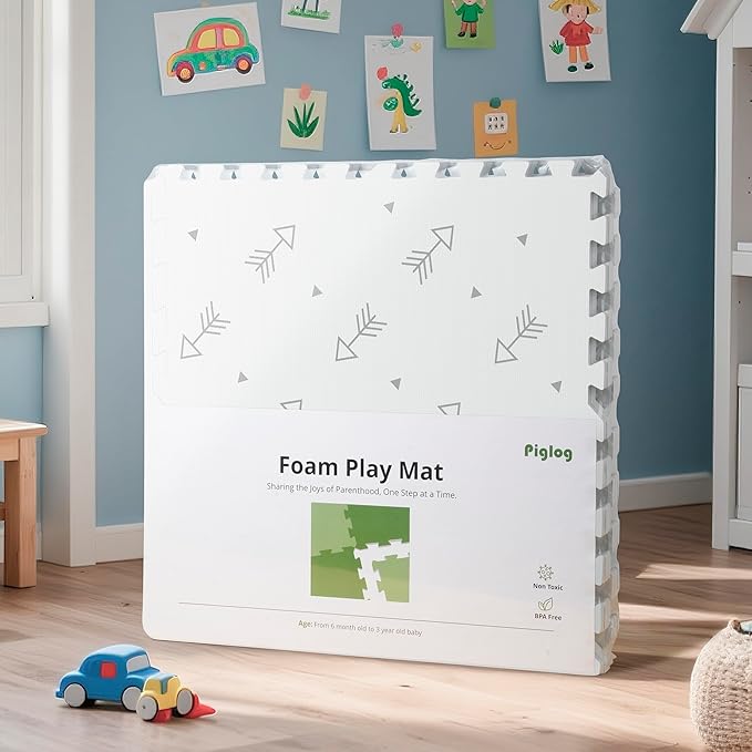 Baby Foam Play Mat-72”x 48” Baby Playmat,6-Piece Interlocking Foam Floor Tiles,Puzzle Mat for Infants and Toddlers,Waterproof,Non Toxic Play Mat for Tummy Time Mat(Arrow)