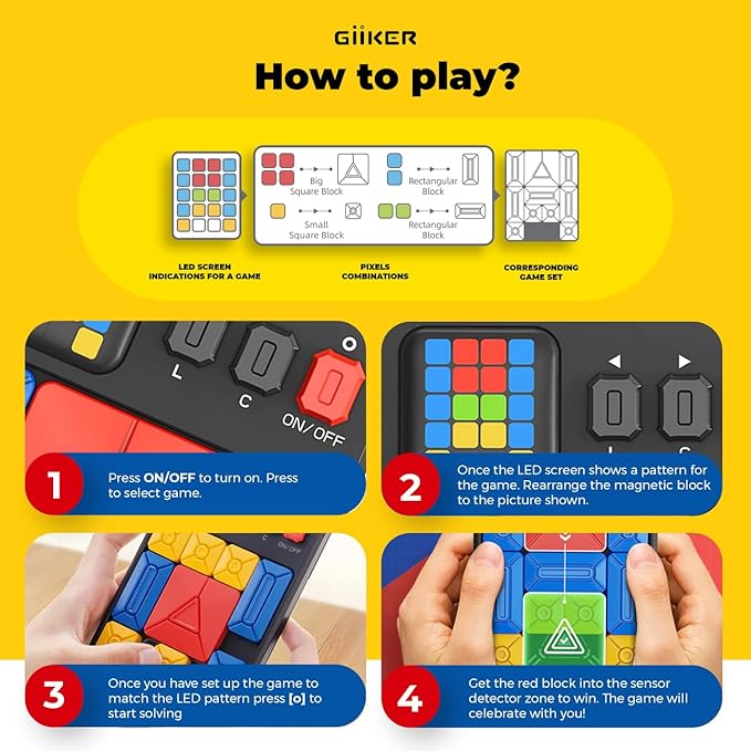 GiiKER Super Slide Puzzle Games, Original 500+ Challenges Brain Teaser Puzzle, Toys for Kids Teens, Travel Games Birthday Gifts Stocking Stuffers for Boys Girls, Activities for Road Trips