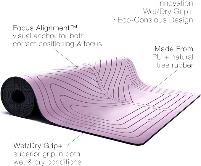 agoy Pro+ Warrior - Premium Non-Slip Yoga Mat – Eco-Conscious Design - PU Mat With Wet/Dry Grip+ - Focus Alignment - Lazer-Etched Technology - A Portable Standard Size Mat for All Styles of Yoga
