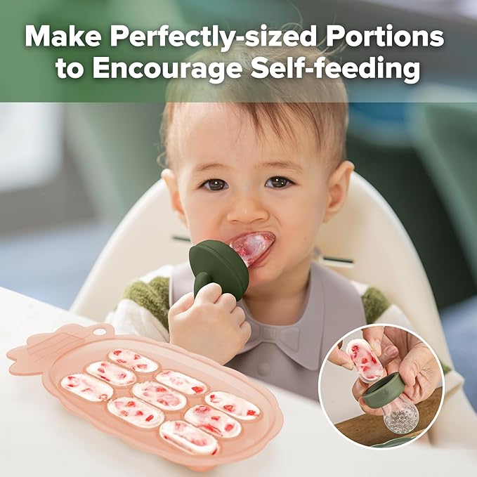 Haakaa Silicone Nibble Freezer Tray -Breastmilk Teething Popsicle Mold - Baby Fruit Food Feeder Teether Tray - Baby Food Maker - Ice Cube Tray - 4 Months+ Babies - BPA Free - Blush