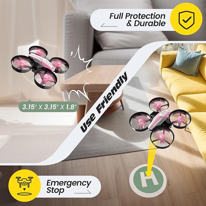 Holy Stone HS210 Mini Drone for Kids 8-12 and Beginners, RC Nano Quadcopter Indoor Drone with Circle Fly, Auto Hovering, 3D Flip, and Headless Mode, Great Gift Toy for Boys and Girls, Pink