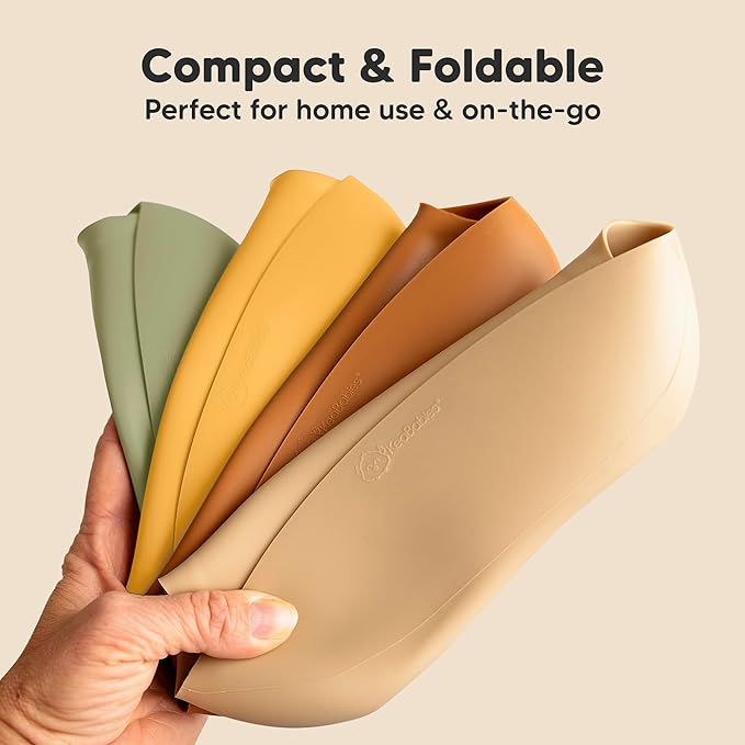 KeaBabies 2-Pack Silicone Baby Bibs for Eating - Sturdy Food-Grade Silicone Bibs for Babies Girl, Boy, Large Food Catcher, Clean & Put On Easily, Waterproof Toddler Feeding Essentials (Harvest)