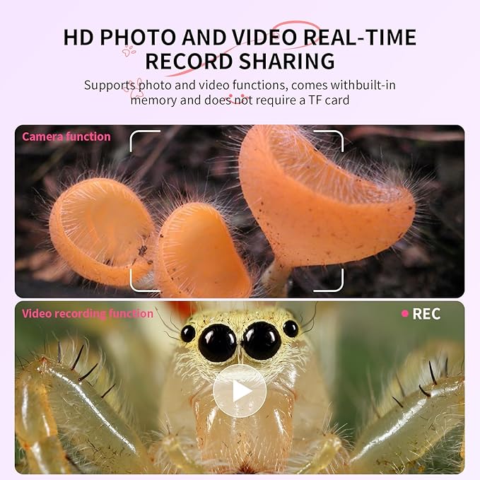 2Pcs Purple Kids Microscope-200X Fixed Focus Miniscope Portable Handheld Pocket Microscope -Science Toy for Toddlers, Christmas Birthday Gifts for Age 5 6 7 8 9 10 11 12 Girls Boys