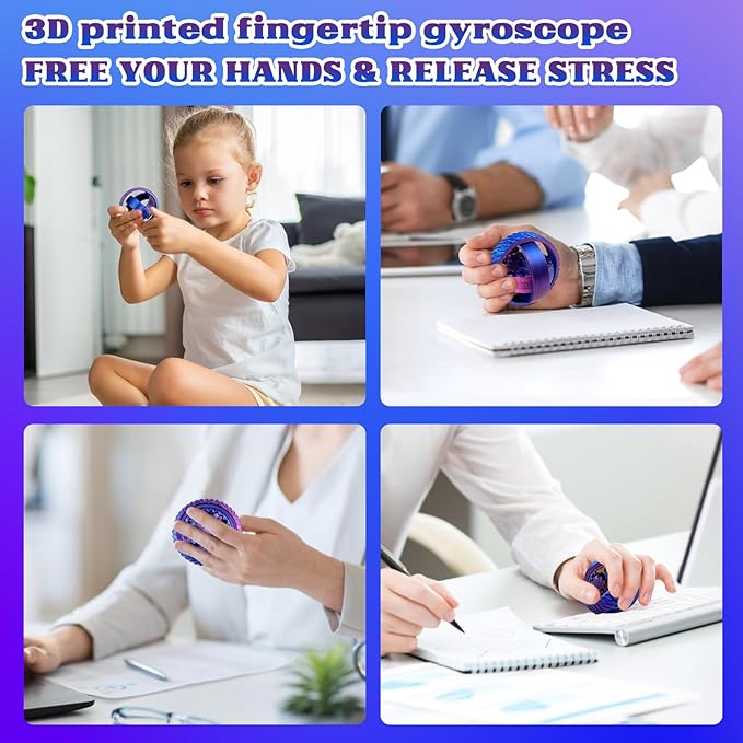 2-Pack 3D Printed Fidget Spinners for Kids & Adults - Stress Relief Toys for ADHD, Anxiety & Sensory Needs | Quiet Office Desk Toy & Party Favors - Birthday Goodie Bag Fillers for Kids