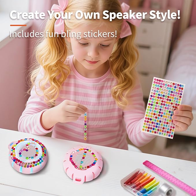 HEYSONG Bluetooth Shower Speaker + DIY Diamond Stickers – Great Gift for Girls