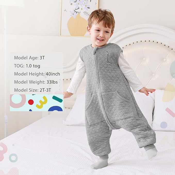 HOMEAL Toddler Sleep Sacks, 2t & 3t, 1.0 TOG Baby Sleep Sack with Legs - Wearable Blankets for Kids