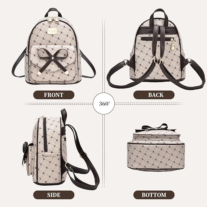 I IHAYNER Girls Bowknot Cute Leather Backpack Mini Backpack Purse for Women