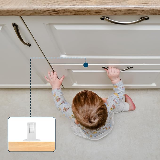 Inaya Magnetic Cabinet Locks Baby Proofing (20 Locks & 2 Keys), Child Safety Magnet Locks for Cabinets & Drawers with Invisible Design, 3M Adhesive for Easy Installation - No Drill & Tool Needed