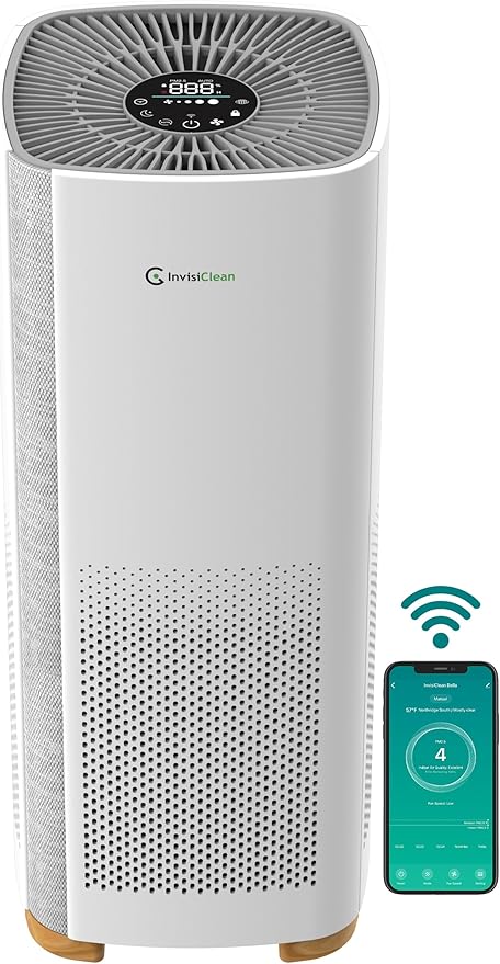 Air Purifiers for Home, Large Room Covers 1500 Ft², H13 Medical Grade True HEPA Air Filter, Ideal for Allergies, Cat, Dog, Pet, Hair, Pollen, Smoke, Dust, Bedroom Air Filter, WiFi, InvisiClean Bella