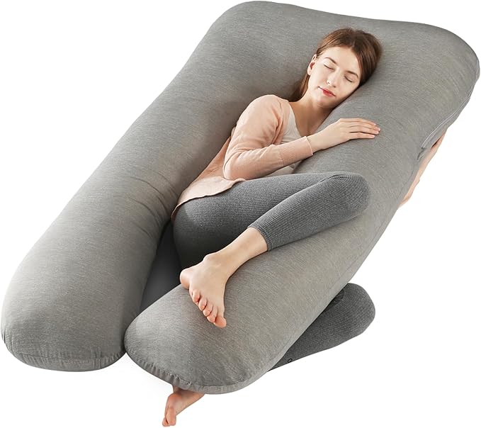 Amagoing Pregnancy Pillows with Cooling Cover, U-Shape Full Body Pillow for Sleeping, Support for Back, Legs, Belly, HIPS for Pregnant Women, Maternity Pillow for Adults, Dark Grey Cooling