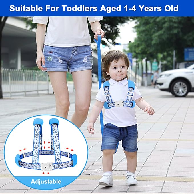Accmor 3 in1 Toddler Harness Leash, Reflective Kid Harness with Anti Lost Wrist Link, Harness Leash for Toddlers, Child Walking Harness Kids Leash Wristband Rope Belt with Lock for Baby Boys Girls