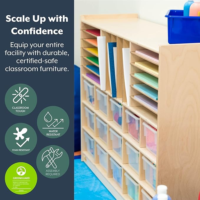 Angeles Value Line Multi-Section Storage, Classroom Shelves and Daycare Furniture, Construction Paper Organizer, 48" L x 12" W x 36" H