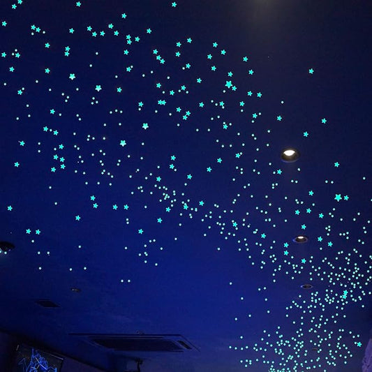 Glow in The Dark Stars Decals Decor for Ceiling 633 Pcs Realistic 3D Stickers Starry Sky Shining Decoration Perfect for Kids Bedroom Bedding Room Gifts