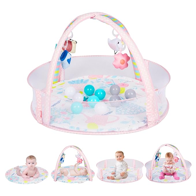 Activity Gym, Baby Play Gym Mat for Toddlers, 0-18 Months Tummy Time Play Mats, Infant Play Gym with Detachable Toys for Sensory Exploration and Motor Skill Development, PM2407