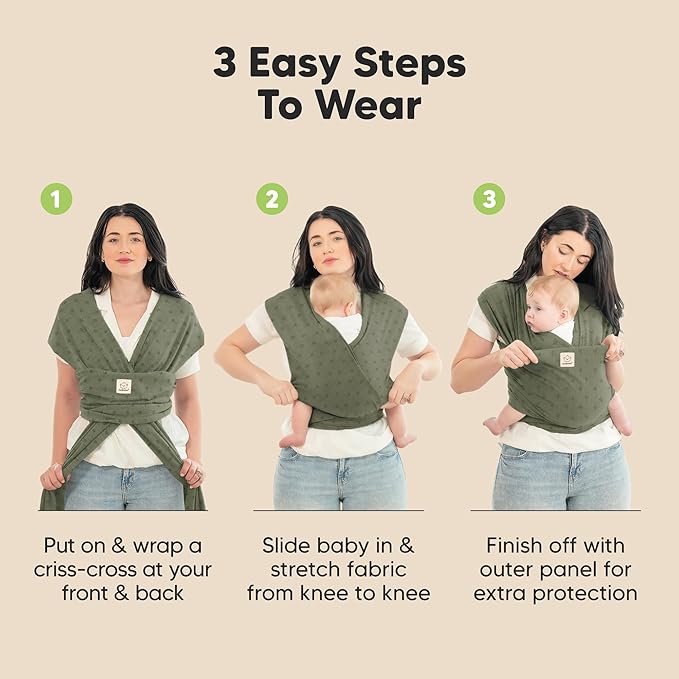 KeaBabies Baby Wrap Carrier - All in 1 Original Baby Carrier Newborn to Toddler Sling, Easy to Wear, Hands Free Bonding, Lightweight, Breathable Infant Wraps (Forest)