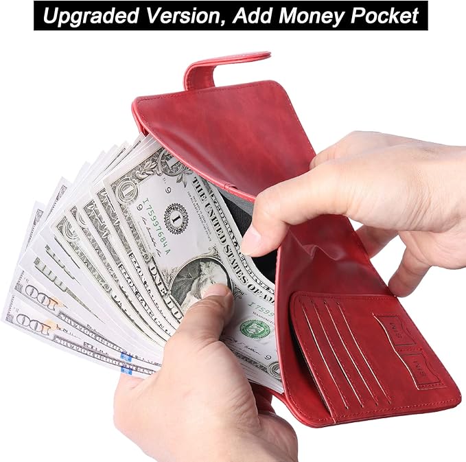 Airtag Passport Holder Cover Wallet Travel Essentials Leather Rfid Blocking Case Vacation Luggage Must Haves Travel Accessories for Men Women (117#Red)