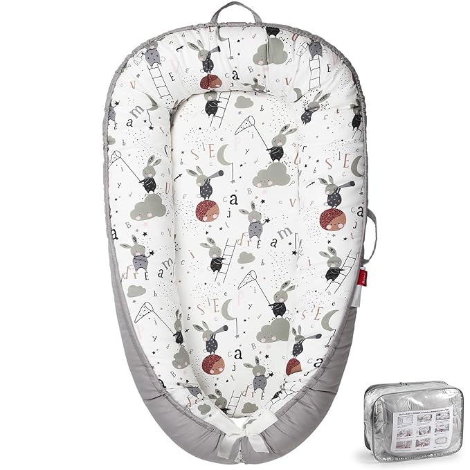 Baby Lounger - Breathable & Soft Baby Nest, Portable and Lightweight Tummy Time Lounger for Home and Travel, Ideal Newborn Babies Essentials Baby Shower Gifts