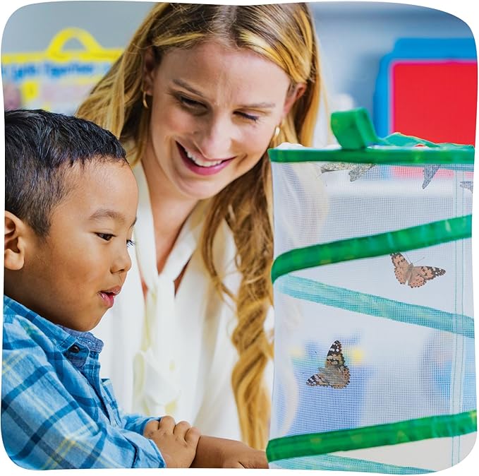 Insect Lore Raise and Release Butterfly Garden Kit – Caterpillar Habitat with redeemable Voucher – STEM-accredited Live Butterfly Growing Kit for Kids, Classrooms, and Homeschool Learning
