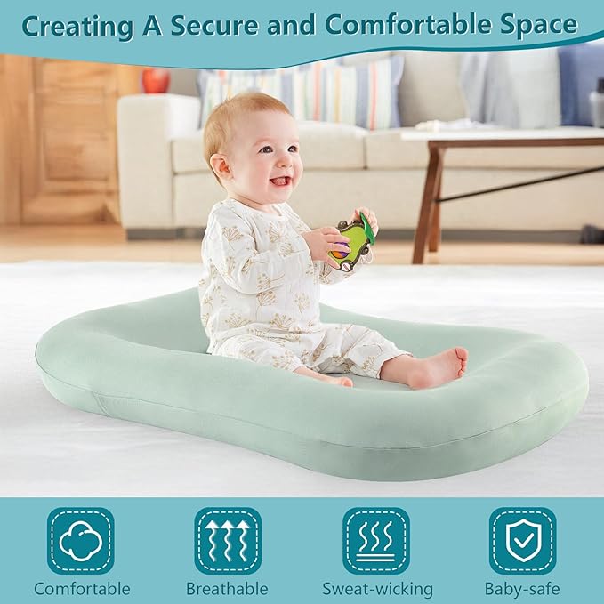 Baby Lounger, Baby Lounger for Newborn 0-12 Months, Portable Infant Lounger Soft Cotton Breathable for Home & Travel (Pink)