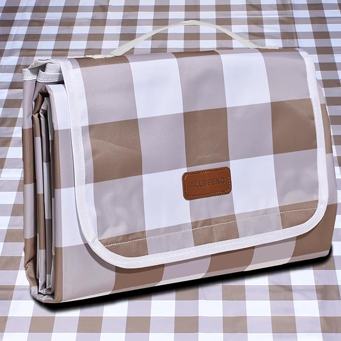 80"x80" Extra Large Waterproof Outdoor Mat - Sandproof Foldable Picnic Blanket for Family Camping, Backyard, Beach Parties - Heavy Duty & Easy Storage (Dark Brown)