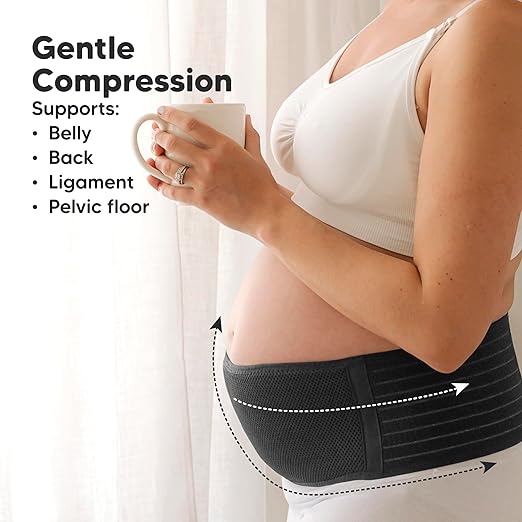 KeaBabies Maternity Belly Bands for Pregnant Women - Soft & Breathable Pregnancy Belly Support Band, Adjustable Maternity Belt for Back, Pelvic Support, Comfortable, Easy to Use (Midnight Black, M/L)