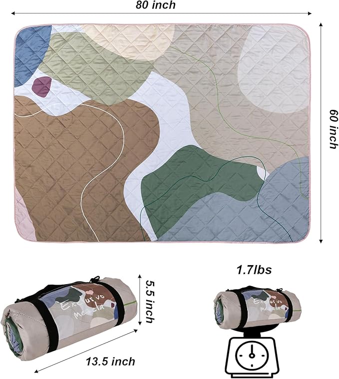 Exclusivo Mezcla Waterproof Picnic Blanket 60x80 Inches Large Multicolor Floral Polyester Sandproof Modern Camping Blanket