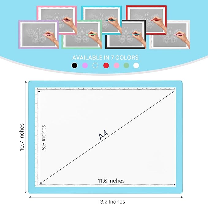 iVyne Rechargeable A4 Light Pad for Tracing & Weeding - LED Light Board for Weeding Vinyl - for Cricut Vinyl Weeding Tools - Ultra-Thin & Portable - Perfect for Artists & Crafters - Blue