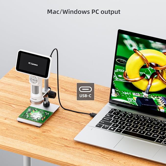 Andonstar Digital Microscope, 5" 1080P Coin Microscope Camera for Error Coin with 7.3" Metal Stand for Adults Kids, Handheld USB Coin Magnifier with 8 Adjustable LED Lights, Windows Mac PC View, AD115