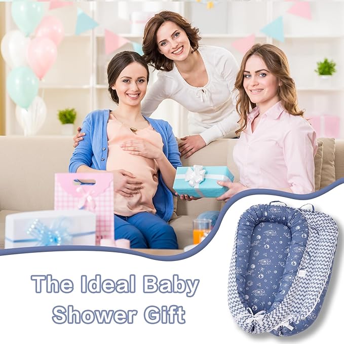 Baby Lounger - Infant Lounger for Newborn 0-24 Months, Breathable & Soft Baby Lounger Cover, Portable Infant Lounger for Home and Travel, Babies Essentials Gifts - Blue