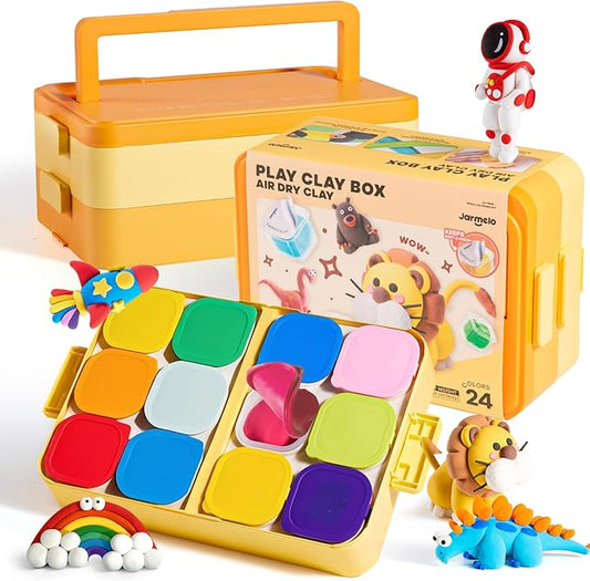 Air Dry Clay for Kids, 24 Colors Modeling Clay Kit with Storage Box & Sculpting Tools, Magic Molding Clay for Boys & Girls Crafts Gift, Age 6-12 Year Olds