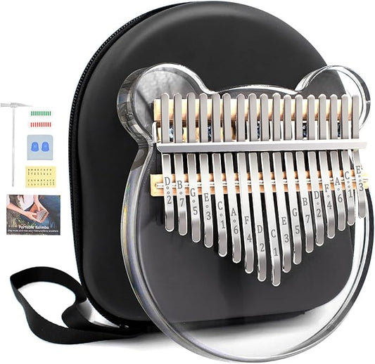 Acrylic Kalimba Thumb Piano,YUNDIE Portable 17 Keys Mbira Crystal Finger Piano, Musical Instruments Birthday Gift for Kid Adult Beginners Professional(Clear) (17 Keys)