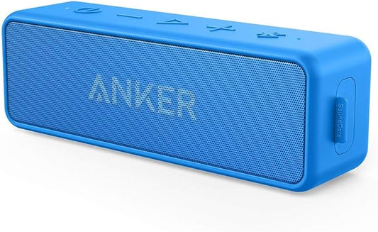 Anker Soundcore 2 12W Portable, Wireless Bluetooth Speaker with Better Bass, 24-Hour Playtime, 66ft Bluetooth Range, IPX7 Water Resistance, Built-in Mic, Ideal for Shower, Travel, Party, Beach - Blue