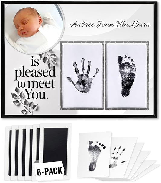 Inkless Hand and Footprint Kit, Baby Keepsake Plaque & Baby Shower Gifts - Ideal as Mom To Be Gift, Nursery Picture Frames, Clean Touch Hand and Footprint Kit (Style 1 - Design 5)
