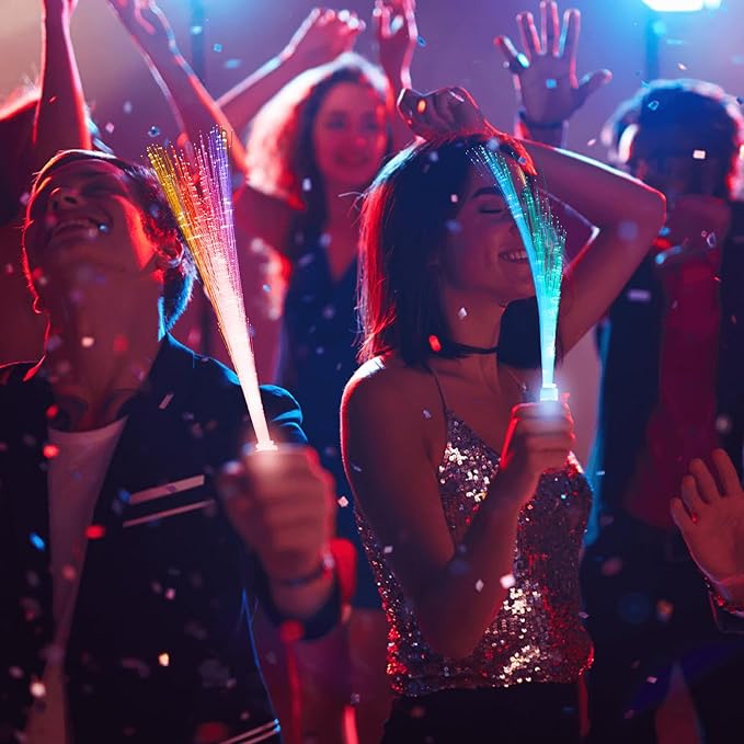 28 Pcs Sparkler Firework Sticks Glow Fiber Optic Wands, LED Flashing Sticks Light Up Toy for Kids Adults, Glow in The Dark Party Favor Supplies Bulk Rave Magic Decoration for Wedding Halloween Easter