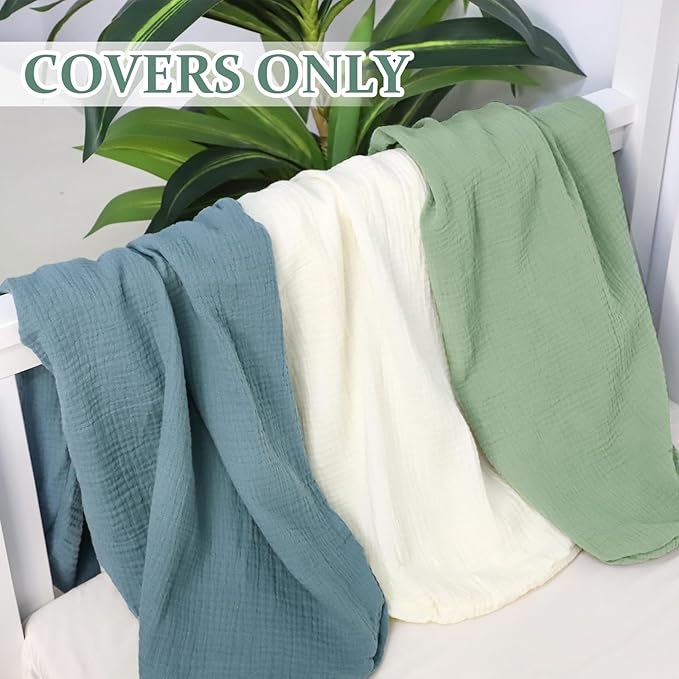 Hooyax Muslin Baby Lounger Cover, 100% Cotton Durable Newborn Lounger Cover, Soft and Breathable Infant Lounger Cover for Boys Girls, Covers Only (Green)