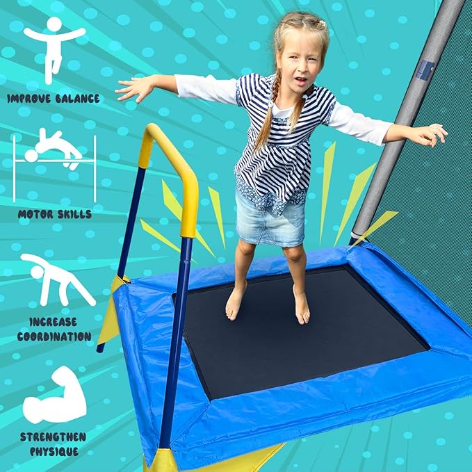 440lbs Kids Swing Set, 3-in-1 Outdoor Playground with Platform Swing, Belt Seat & 4ft Trampoline, Heavy Duty A-Frame Metal Stand & Safety Stakes, Backyard Playset for Toddlers 3-8 Years Old