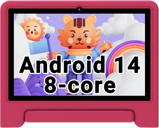 ApoloSign Kids Tablet 2025, 10.1 inch Tablet for Kids, Octa-core, 6 GB RAM, 64GB ROM Tablets for Toddlers with Parental Control, 8-hr Battery, Wi-Fi6, BT5.0, Droop-Proof Case (Pale Pink)