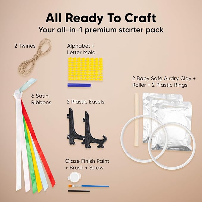 Baby Hand and Footprint Kit Girls, Boys - Personalized Baby Footprint Ornament Kit, Newborn Keepsake Gifts for New Mom, Easy to Use Handprint Makers, Cute Shower Gifts (Glaze Finish)