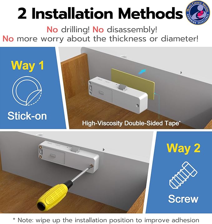 Anweller Smart Cabinet Lock, Hidden No Drill Keyless Electronic Digital Bluetooth RFID Magnetic Child Safety Baby Proofing Drawer Lock for Cupboard Closet Liquor Adults Secret Cabinets - White Orange