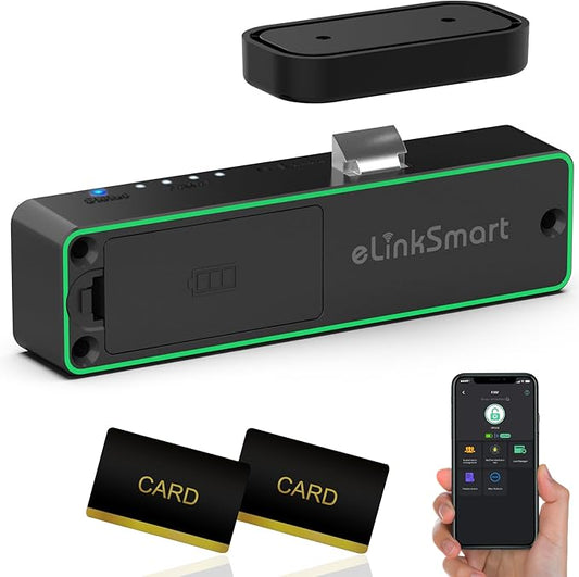 Anweller Smart Cabinet Lock, Hidden No Drill Keyless Electronic Digital Bluetooth RFID Magnetic Child Safety Baby Proofing Drawer Lock for Cupboard Closet Liquor Adults Secret Cabinets - Black Green