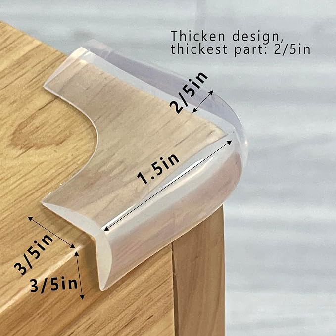 Food-Graded Silicone Clear Corner Protectors, Baby Proofing Table Edge Guards, Pre-Tapep Adhesive Soft for Kids Child Safety Proof, Cabinets Counter Furniture Bumpers (8, 3/5x3/5 in (Width))